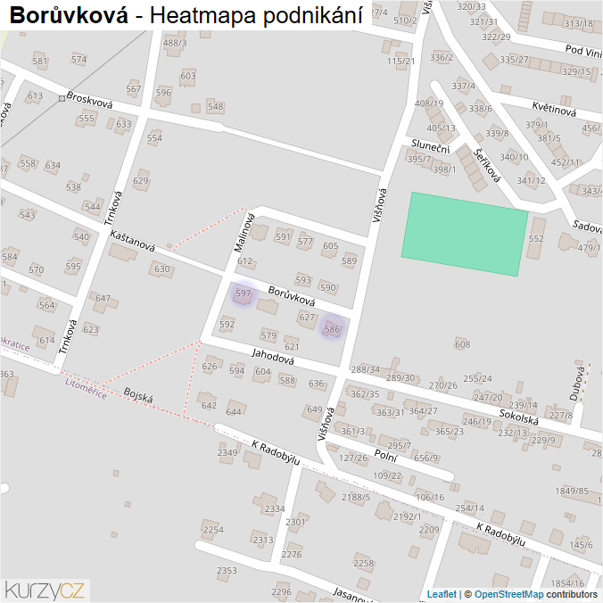 Mapa Borůvková - Firmy v ulici.