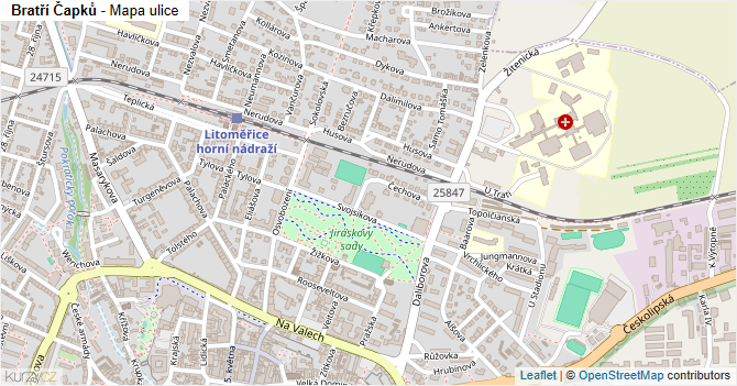 Bratří Čapků - mapa ulice