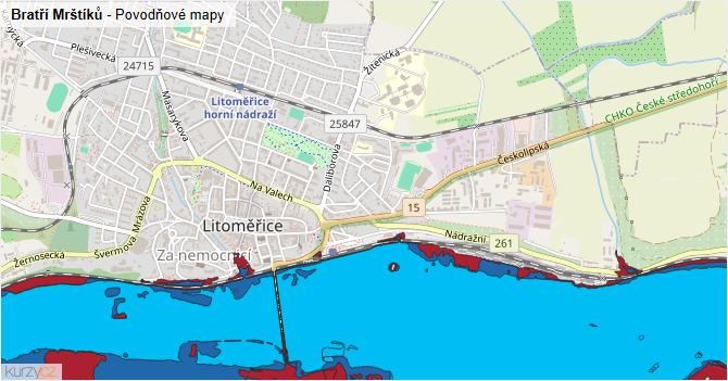 Bratří Mrštíků - záplavové mapy stoleté vody
