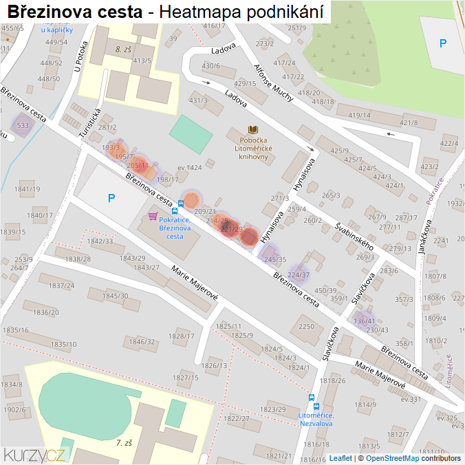 Mapa Březinova cesta - Firmy v ulici.