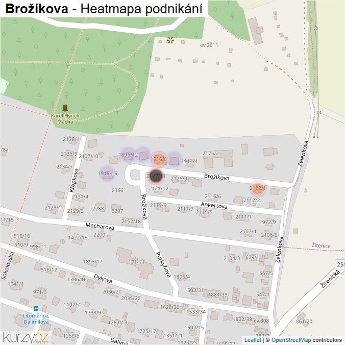 Mapa Brožíkova - Firmy v ulici.