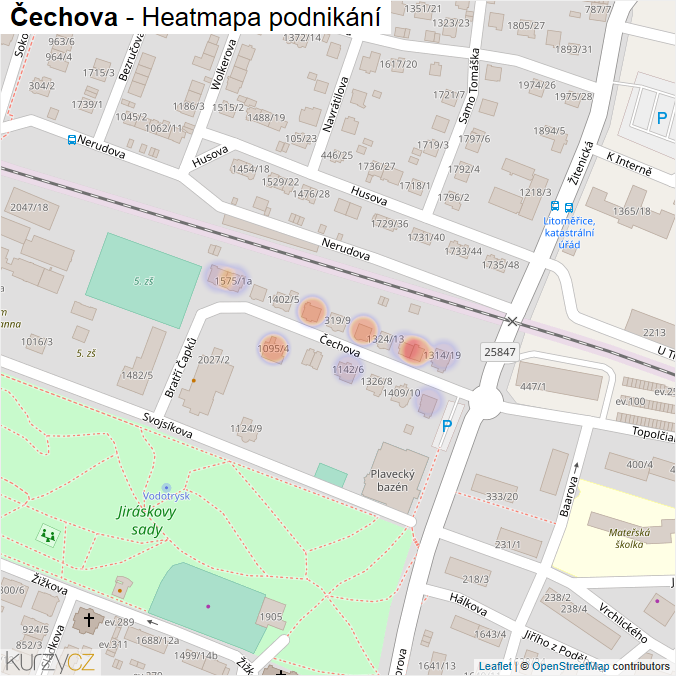 Mapa Čechova - Firmy v ulici.