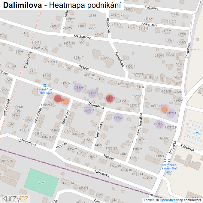 Mapa Dalimilova - Firmy v ulici.