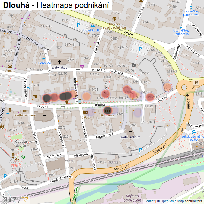 Mapa Dlouhá - Firmy v ulici.