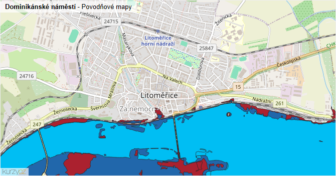 Dominikánské náměstí - záplavové mapy stoleté vody