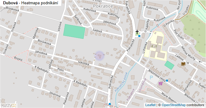 Dubová - mapa podnikání