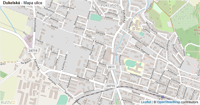 Dukelská - mapa ulice