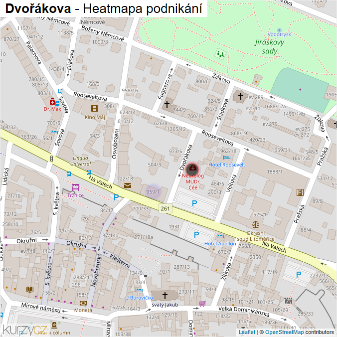 Mapa Dvořákova - Firmy v ulici.