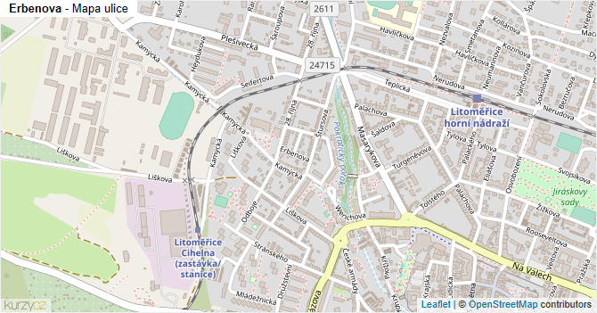 Erbenova - mapa ulice