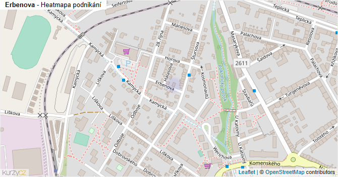 Erbenova - mapa podnikání
