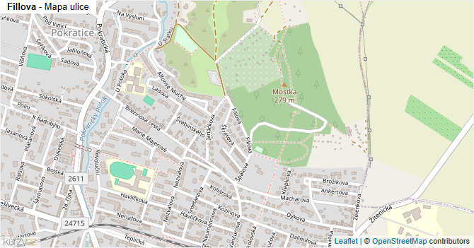 Fillova - mapa ulice