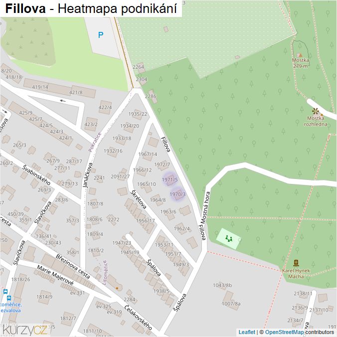 Mapa Fillova - Firmy v ulici.