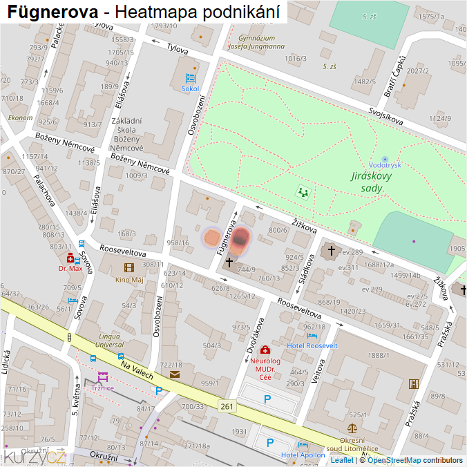 Mapa Fügnerova - Firmy v ulici.
