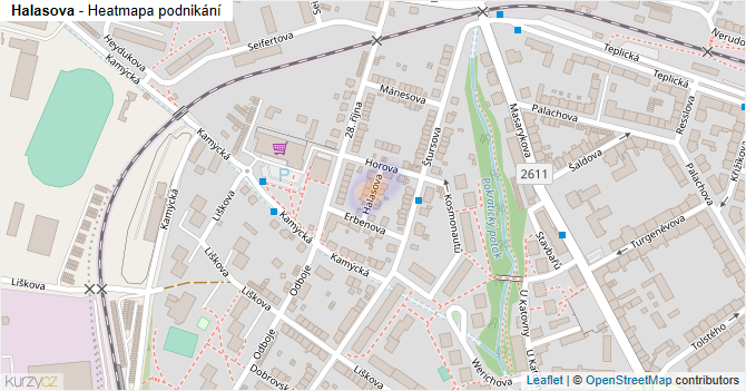 Halasova - mapa podnikání