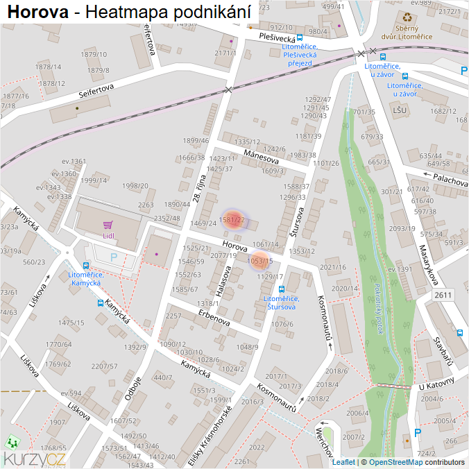 Mapa Horova - Firmy v ulici.