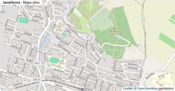 Janáčkova - mapa ulice