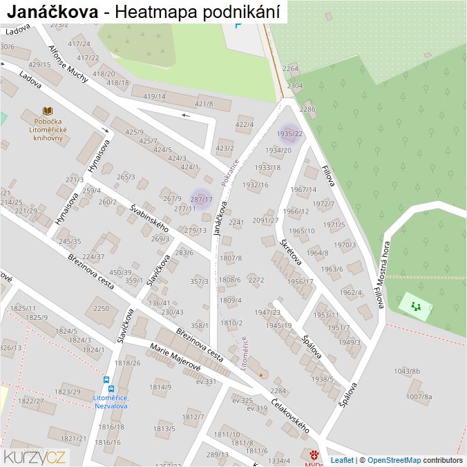 Mapa Janáčkova - Firmy v ulici.