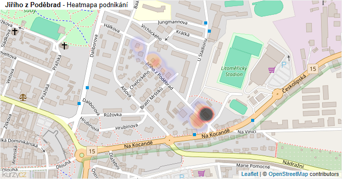 Jiřího z Poděbrad - mapa podnikání
