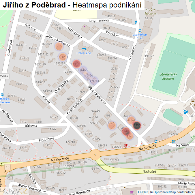 Mapa Jiřího z Poděbrad - Firmy v ulici.