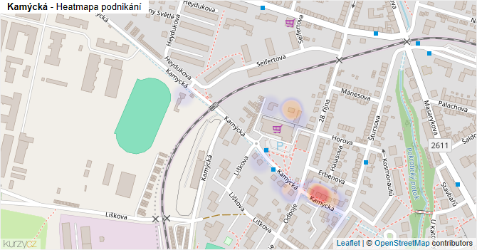Kamýcká - mapa podnikání