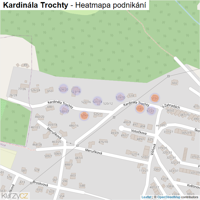 Mapa Kardinála Trochty - Firmy v ulici.