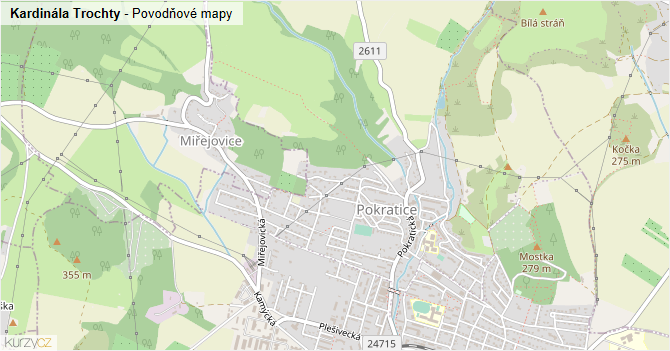 Kardinála Trochty - záplavové mapy stoleté vody