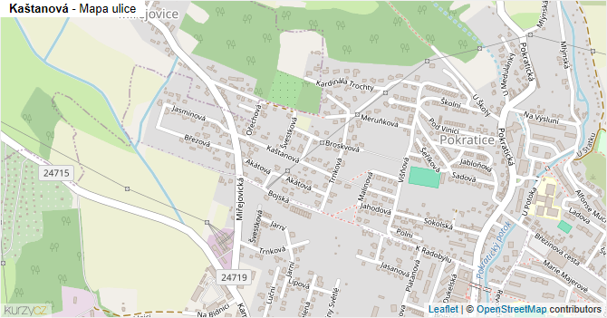 Kaštanová - mapa ulice