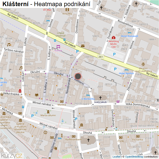 Mapa Klášterní - Firmy v ulici.