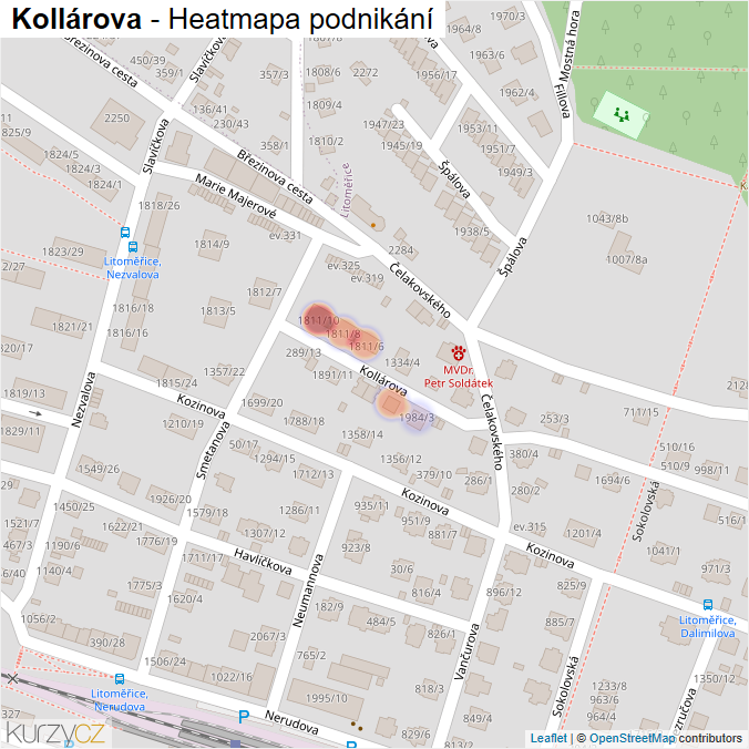 Mapa Kollárova - Firmy v ulici.