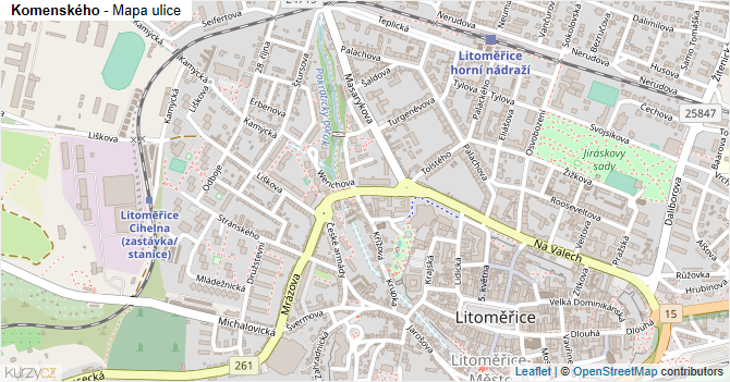 Komenského - mapa ulice