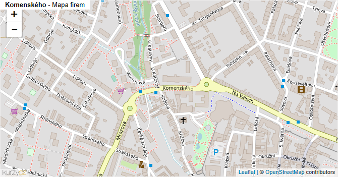 Komenského - mapa firem