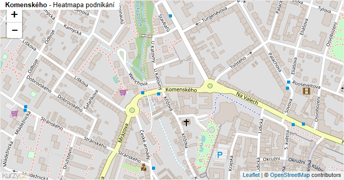 Komenského - mapa podnikání