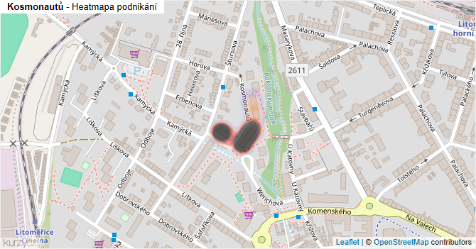 Kosmonautů - mapa podnikání