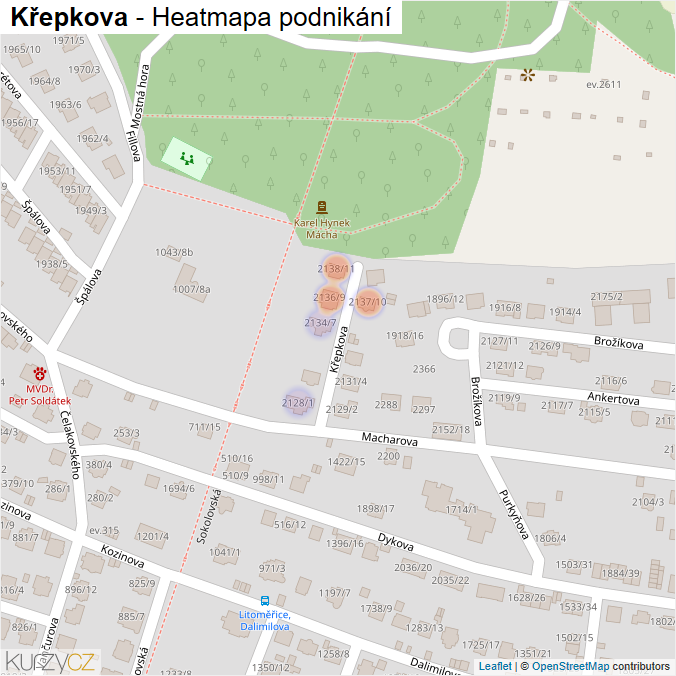 Mapa Křepkova - Firmy v ulici.