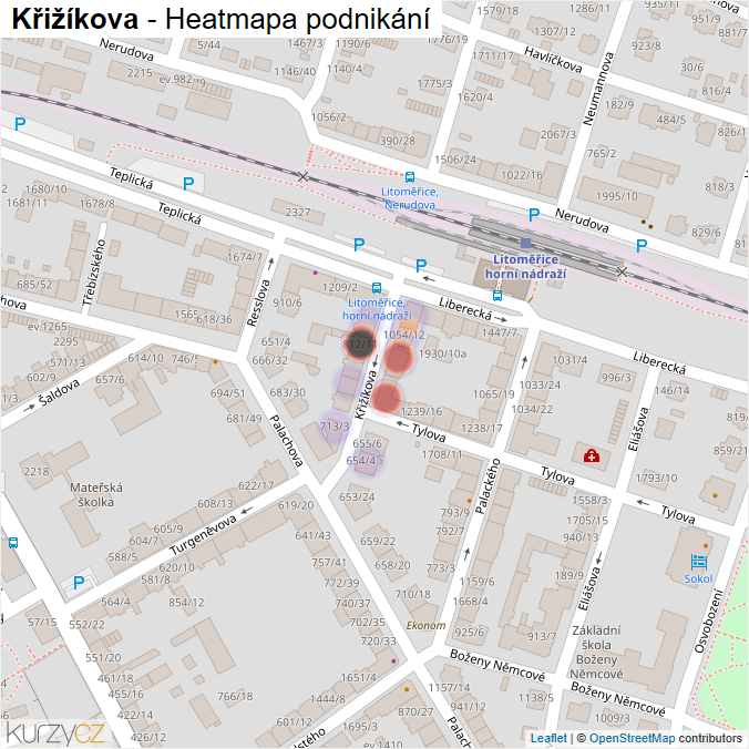 Mapa Křižíkova - Firmy v ulici.