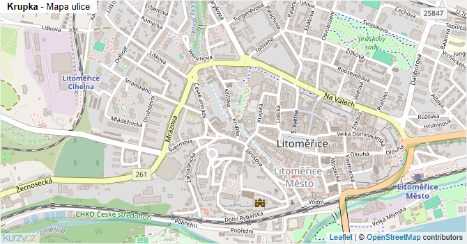 Krupka - mapa ulice