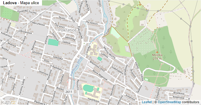 Ladova - mapa ulice