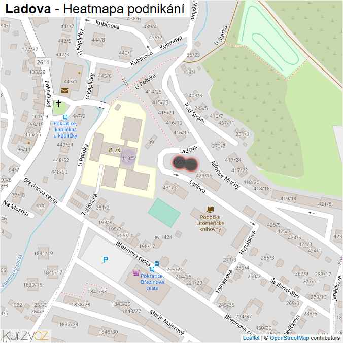 Mapa Ladova - Firmy v ulici.