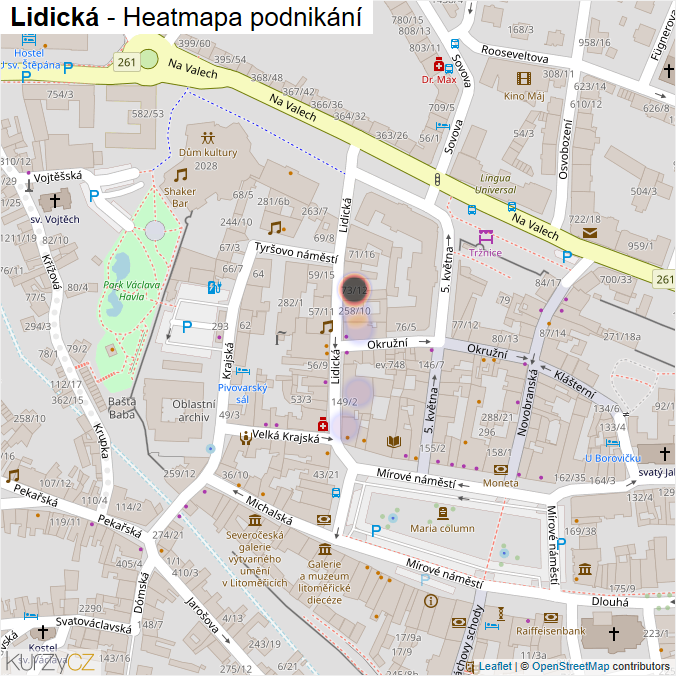 Mapa Lidická - Firmy v ulici.