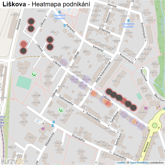 Mapa Liškova - Firmy v ulici.