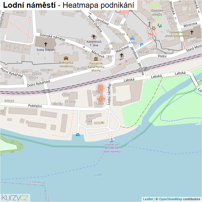 Mapa Lodní náměstí - Firmy v ulici.