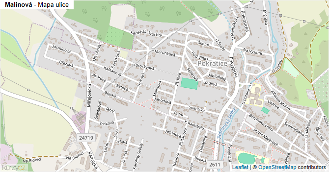 Malinová - mapa ulice