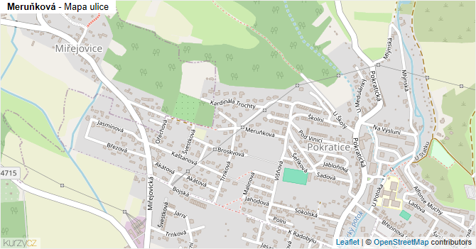 Meruňková - mapa ulice