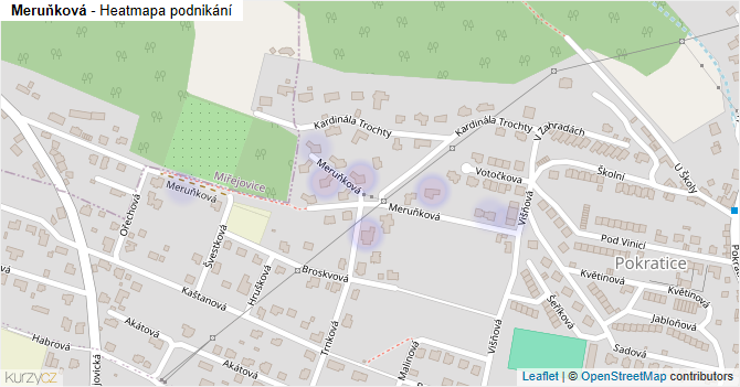 Meruňková - mapa podnikání