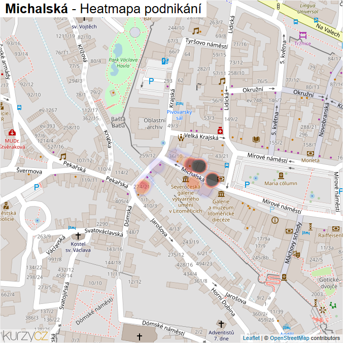 Mapa Michalská - Firmy v ulici.