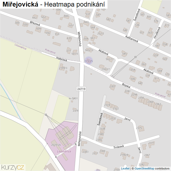 Mapa Miřejovická - Firmy v ulici.