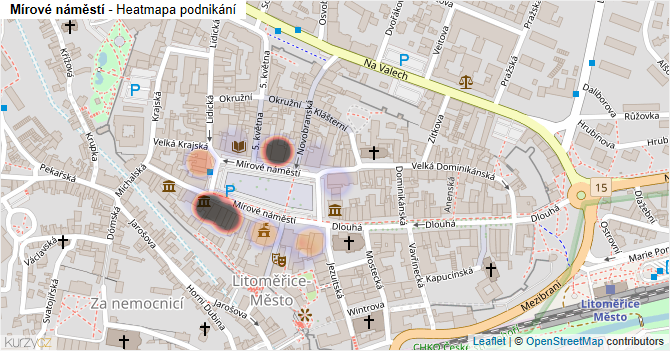 Mírové náměstí - mapa podnikání