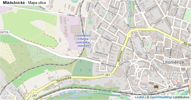 Mládežnická - mapa ulice
