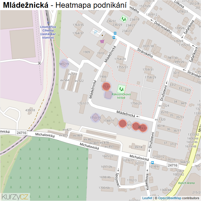 Mapa Mládežnická - Firmy v ulici.
