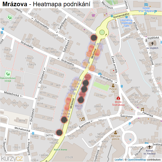 Mapa Mrázova - Firmy v ulici.